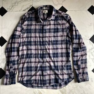Julian & Mark Navy, Gray & Orange Plaid Flannel Button Down